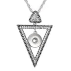 18mm Crystal Triangle Snap Charm Necklace | Rhinestone Geometric Pendant Jewelry