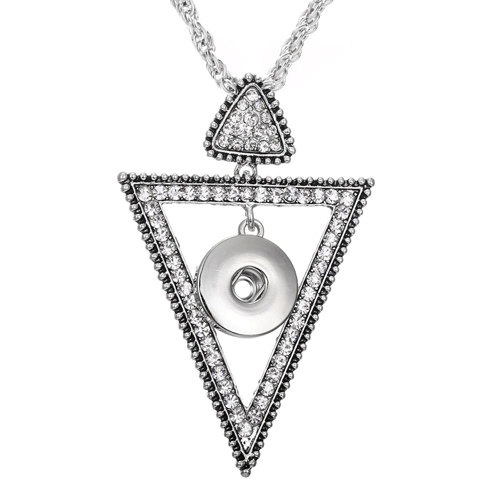 18mm Crystal Triangle Snap Charm Necklace | Rhinestone Geometric Pendant Jewelry