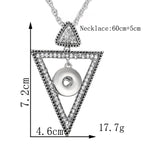 18mm Crystal Triangle Snap Charm Necklace | Rhinestone Geometric Pendant Jewelry