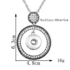 18mm Vintage Halo Snap Charm Necklace | Rhinestone Circle Pendant Jewelry