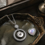 18mm Vintage Halo Snap Charm Necklace | Rhinestone Circle Pendant Jewelry