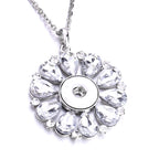18mm Clear Crystal Flower Snap Charm | Sparkling Floral Pendant Necklace