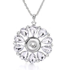18mm Clear Crystal Flower Snap Charm | Sparkling Floral Pendant Necklace