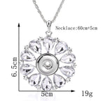 18mm Clear Crystal Flower Snap Charm | Sparkling Floral Pendant Necklace