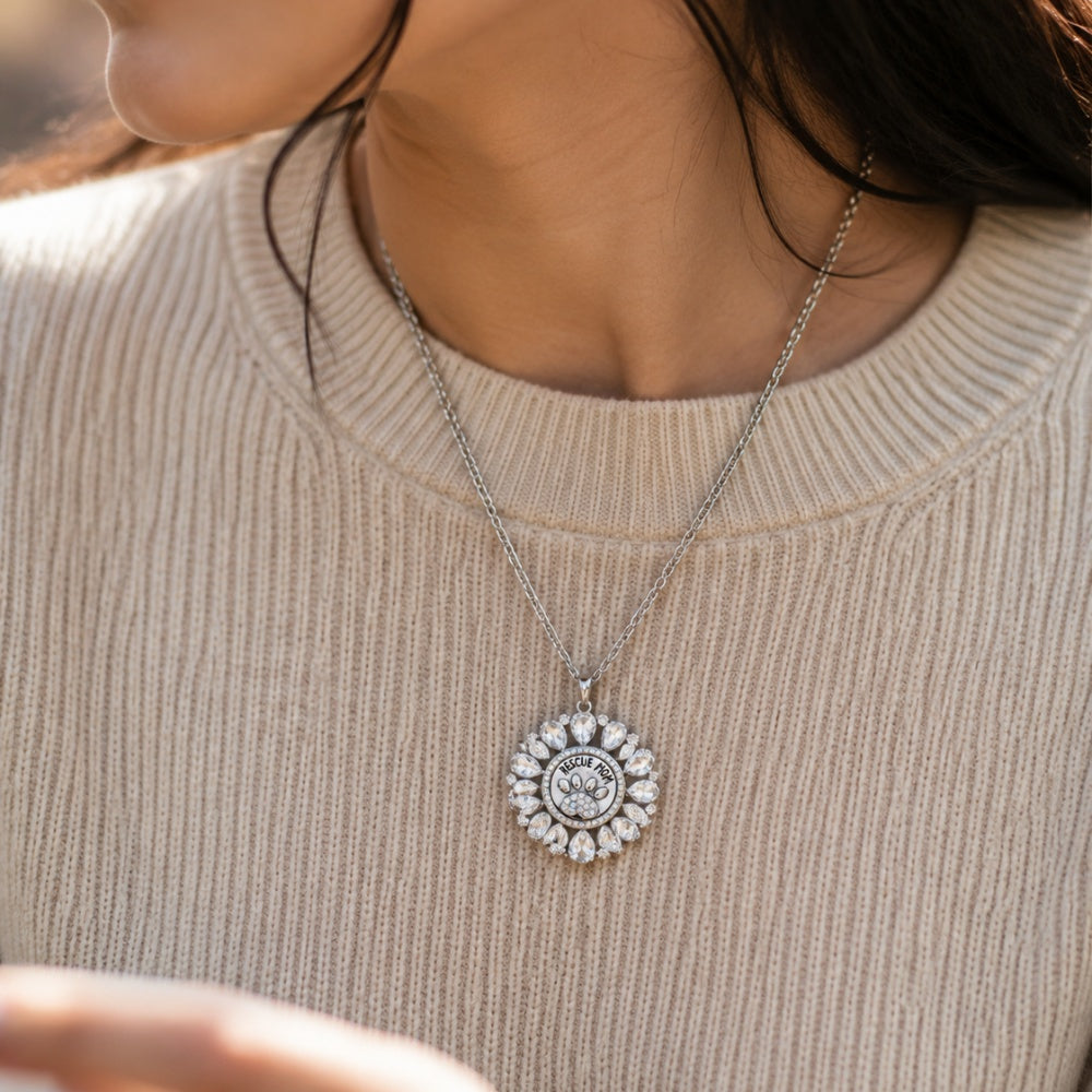 18mm Clear Crystal Flower Snap Charm | Sparkling Floral Pendant Necklace