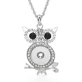 18mm Mystical Owl Snap Charm Necklace | Rhinestone Animal Jewelry