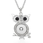 18mm Mystical Owl Snap Charm Necklace | Rhinestone Animal Jewelry