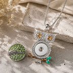 18mm Mystical Owl Snap Charm Necklace | Rhinestone Animal Jewelry