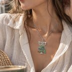 18mm Mystical Owl Snap Charm Necklace | Rhinestone Animal Jewelry