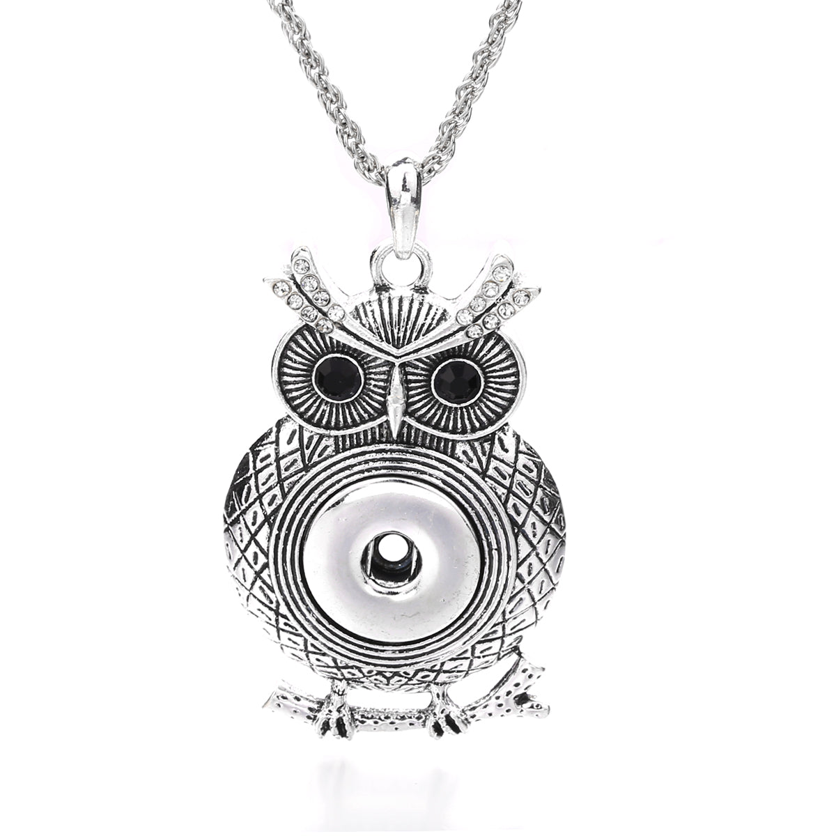 18mm Classic Owl Snap Charm Necklace | Vintage Style Pendant