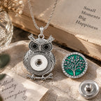 18mm Classic Owl Snap Charm Necklace | Vintage Style Pendant