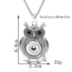 18mm Classic Owl Snap Charm Necklace | Vintage Style Pendant