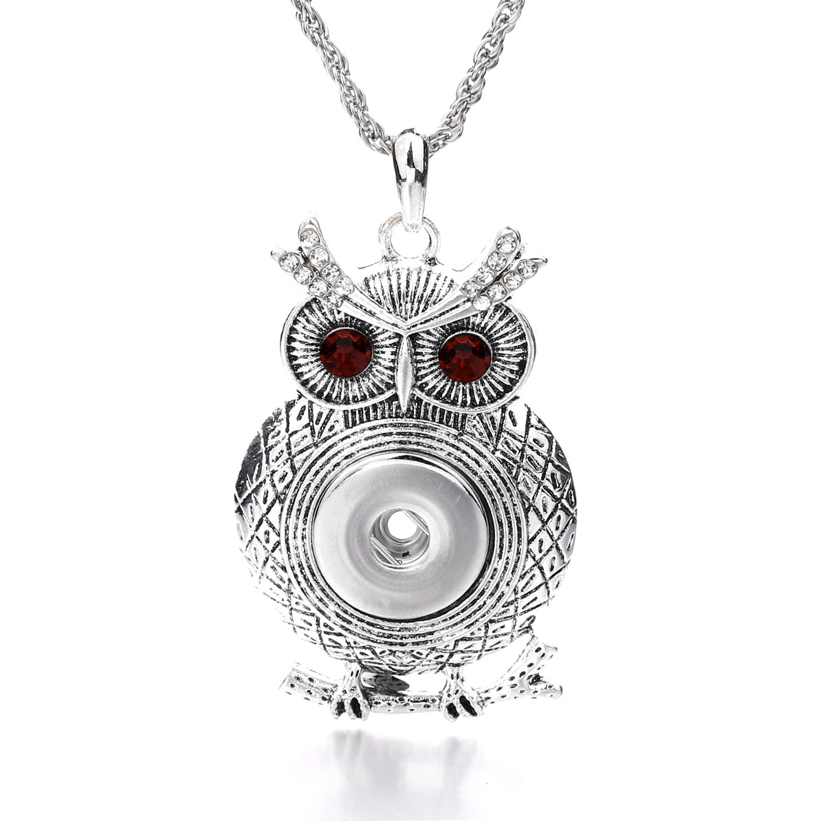 18mm Classic Owl Snap Charm Necklace | Vintage Style Pendant