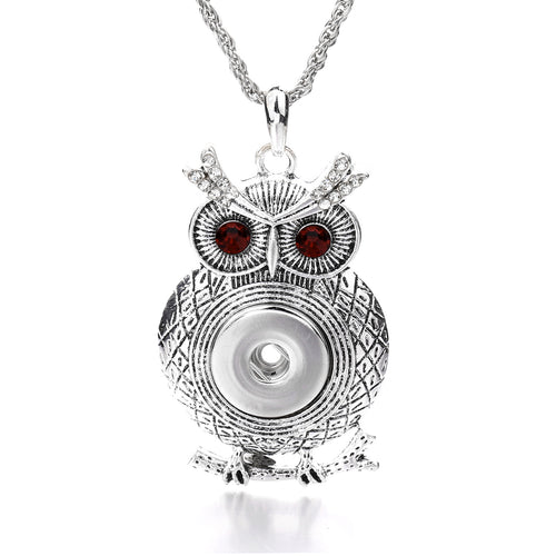 18mm Classic Owl Snap Charm Necklace | Vintage Style Pendant
