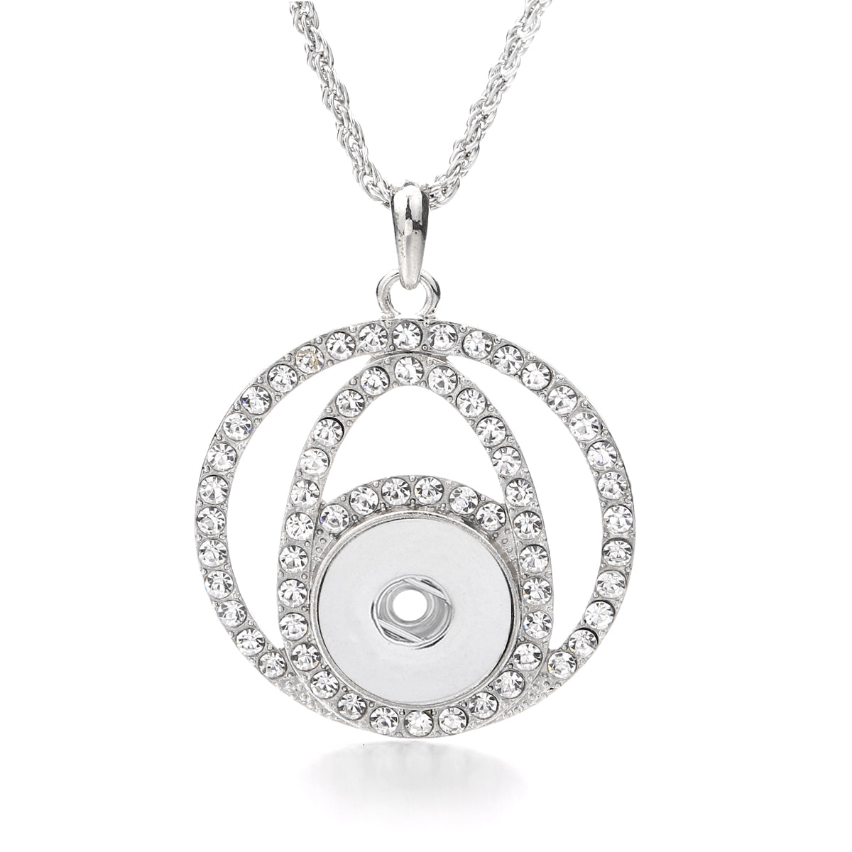 18mm Round Sphere Snap Charm Necklace | Interchangeable Crystal Charm