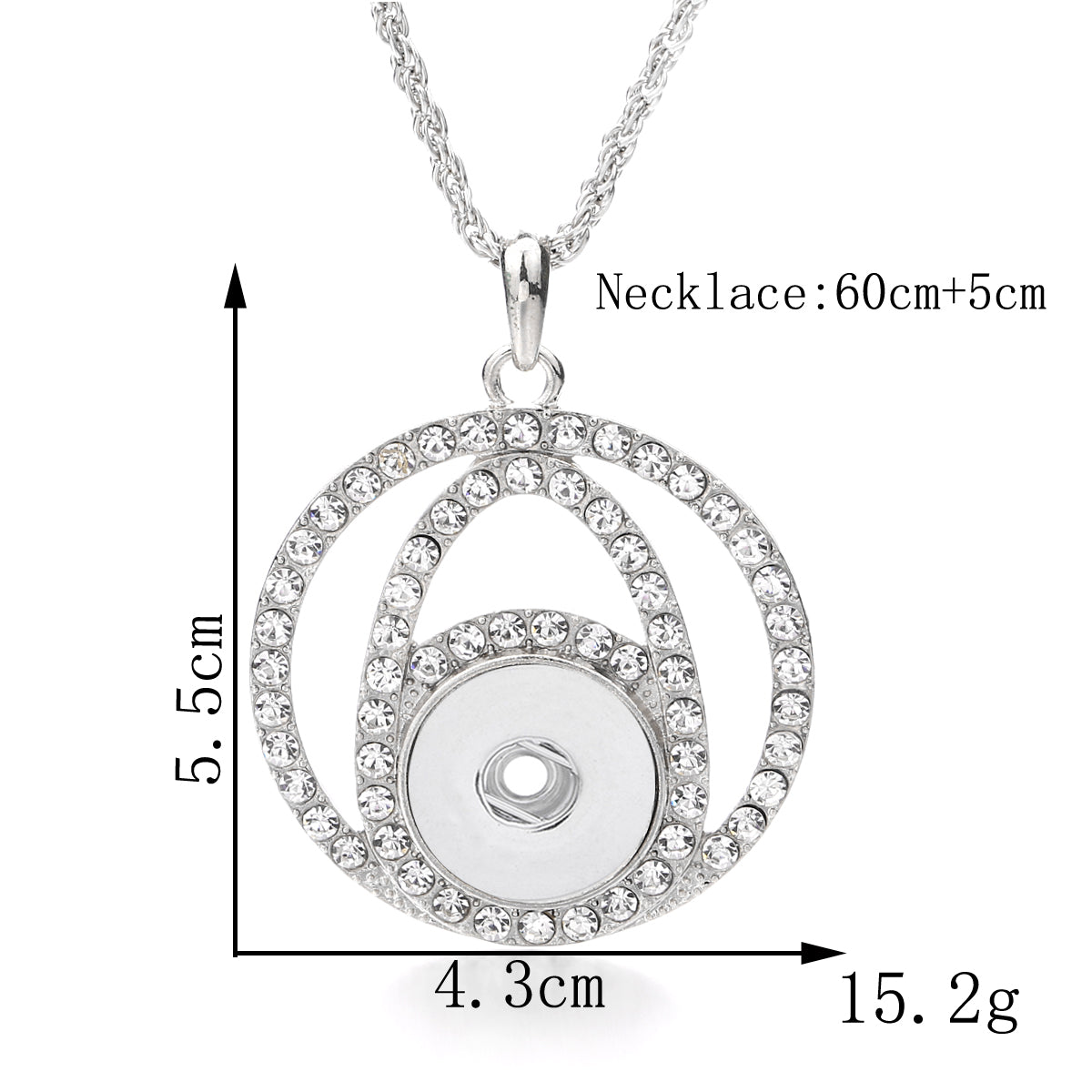 18mm Round Sphere Snap Charm Necklace | Interchangeable Crystal Charm