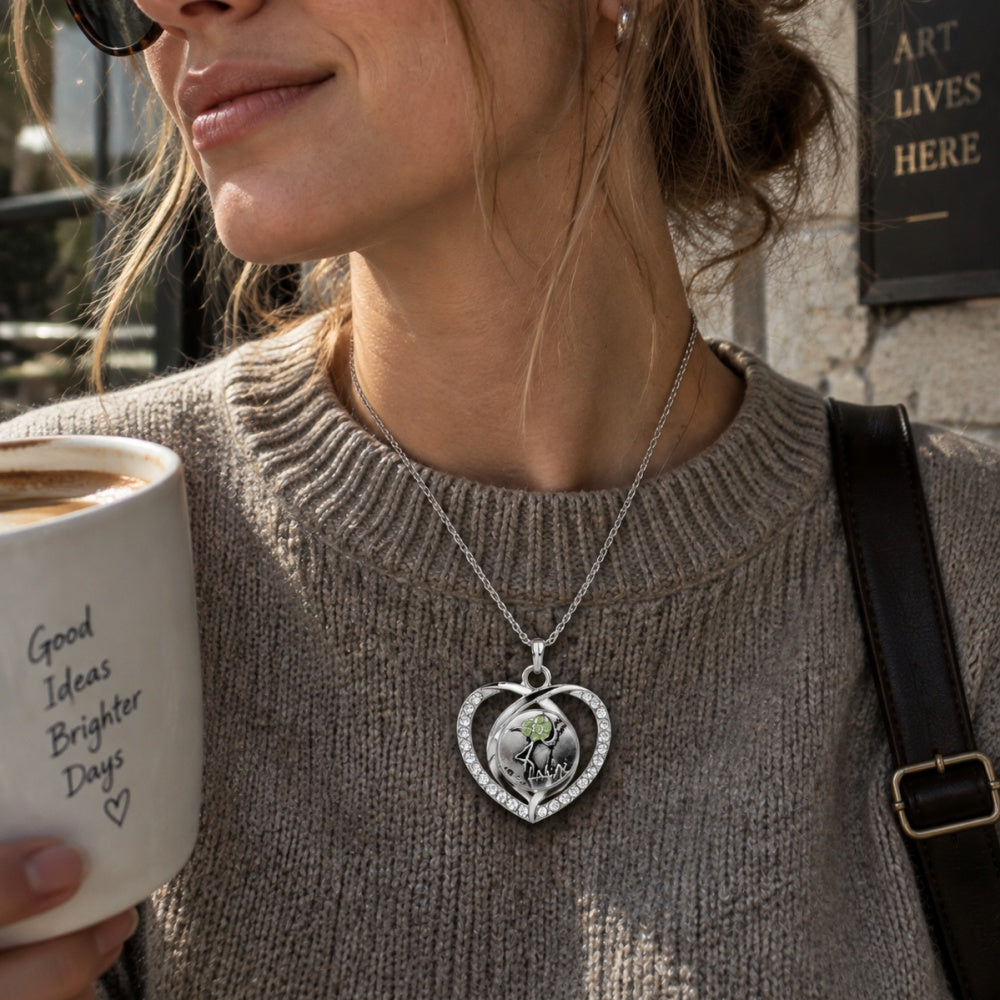 18mm Crystal Heart Snap Charm Necklace | Rhinestone Interchangeable Pendant