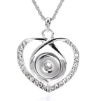 18mm Crystal Heart Snap Charm Necklace | Rhinestone Interchangeable Pendant