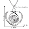 18mm Crystal Heart Snap Charm Necklace | Rhinestone Interchangeable Pendant