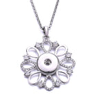 18mm Sparkling Floral Halo Snap Charm Necklace | Crystal Pendant