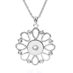 18mm Sparkling Floral Halo Snap Charm Necklace | Crystal Pendant