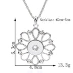18mm Sparkling Floral Halo Snap Charm Necklace | Crystal Pendant