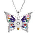 18mm Enchanted Butterfly Snap Charm Necklace | Colorful Rhinestone Pendant