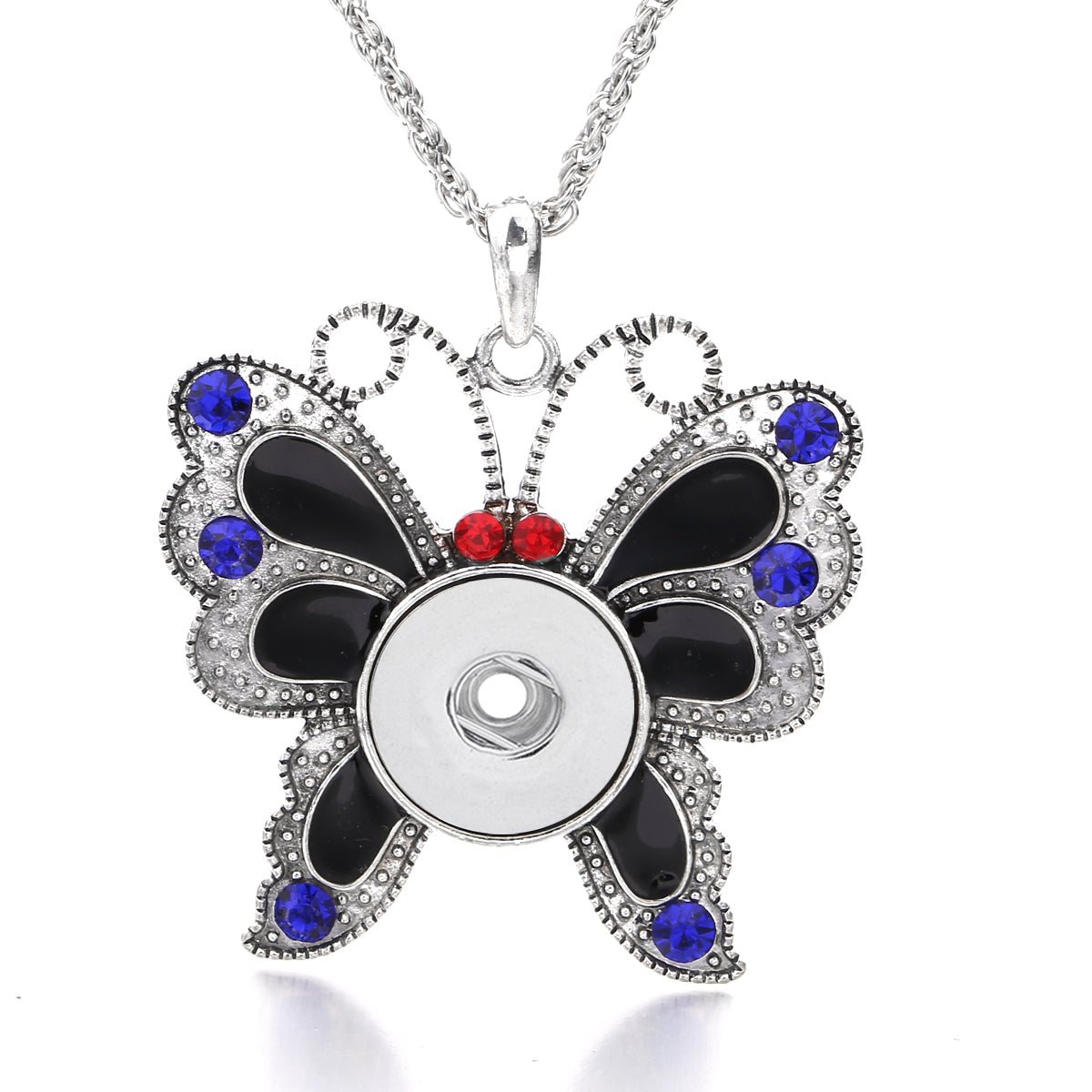 18mm Mystic Butterfly Snap Charm Necklace | Enamel Wing Pendant