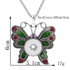18mm Mystic Butterfly Snap Charm Necklace | Enamel Wing Pendant