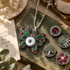 18mm Mystic Butterfly Snap Charm Necklace | Enamel Wing Pendant
