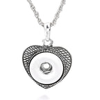 18mm Antique Style Heart Snap Charm Necklace | Romantic Charm Pendant