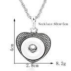 18mm Antique Style Heart Snap Charm Necklace | Romantic Charm Pendant