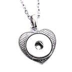 18mm Antique Style Heart Snap Charm Necklace | Romantic Charm Pendant