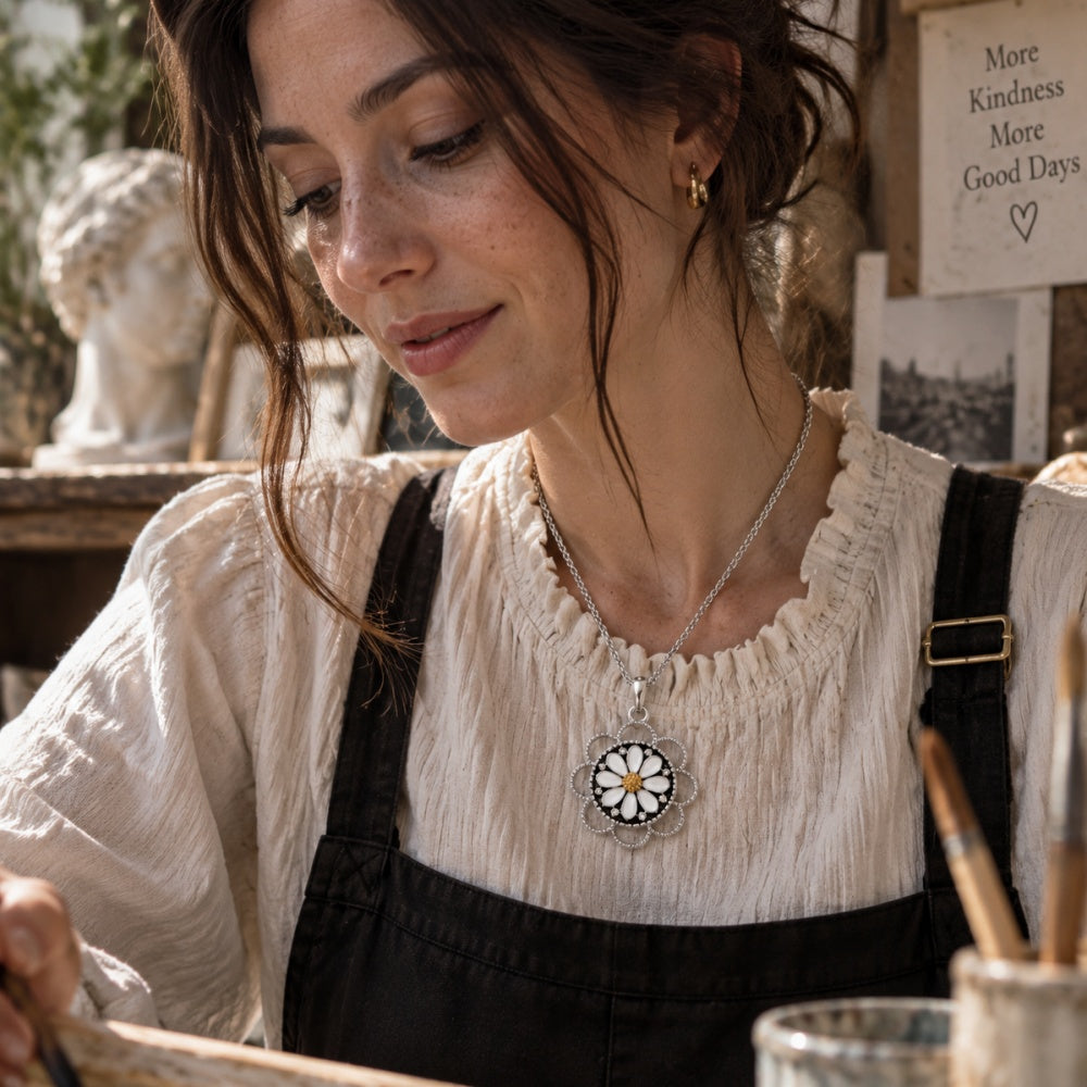 18mm Elegant Petal Snap Charm Necklace | Minimal Floral Inspired Pendant