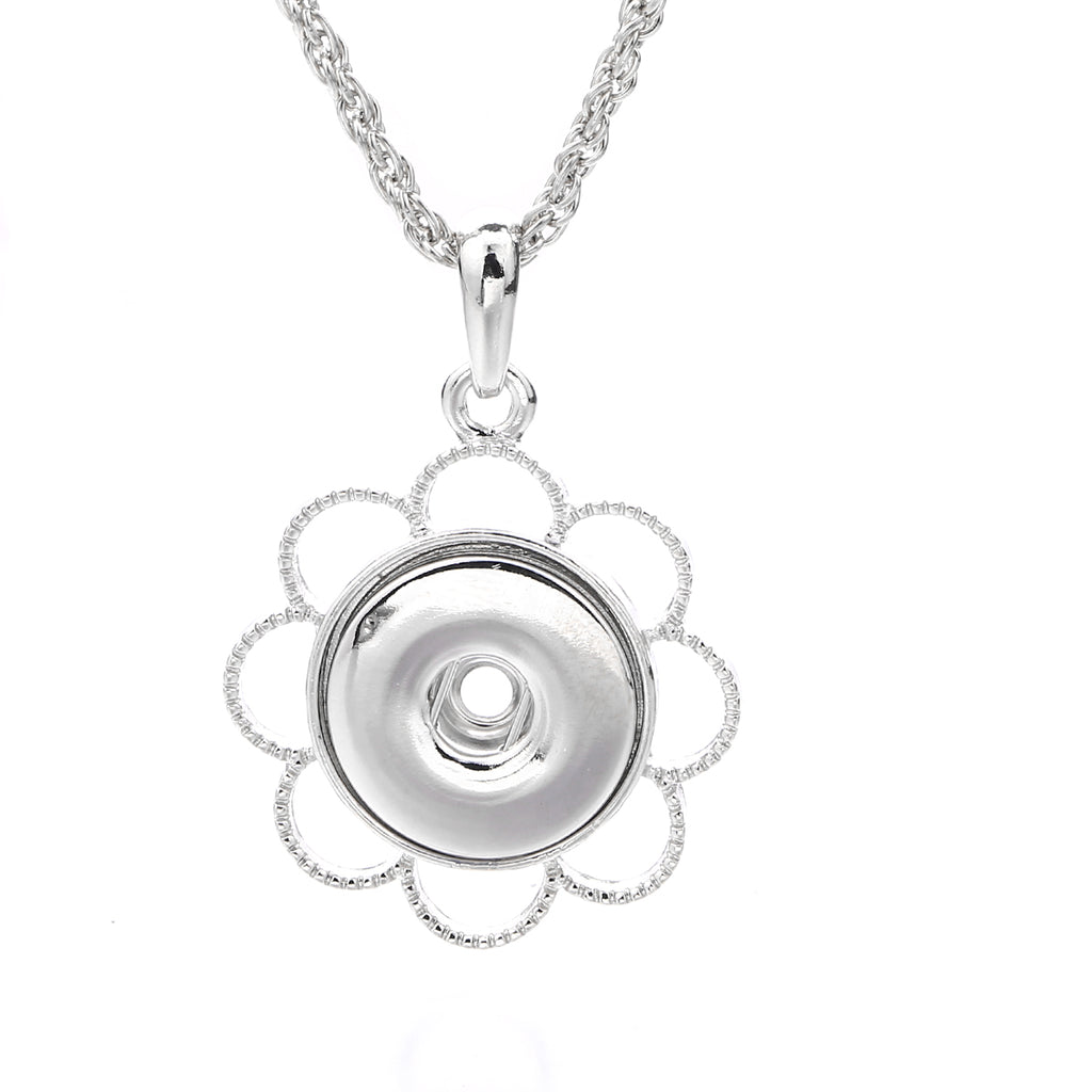 18mm Elegant Petal Snap Charm Necklace | Minimal Floral Inspired Pendant