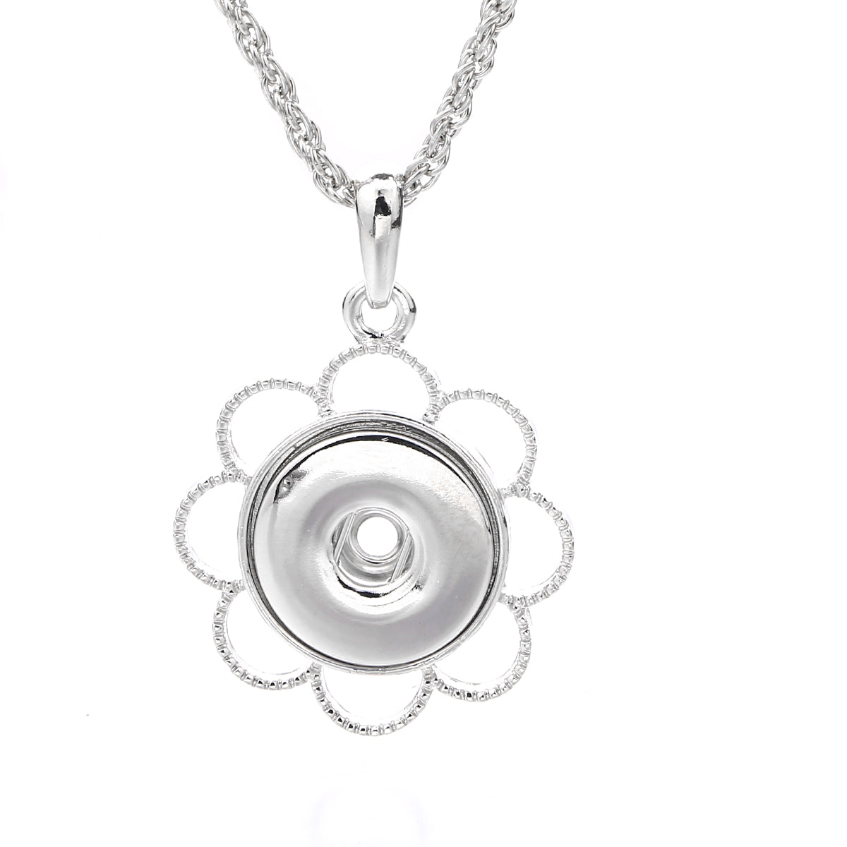 18mm Elegant Petal Snap Charm Necklace | Minimal Floral Inspired Pendant