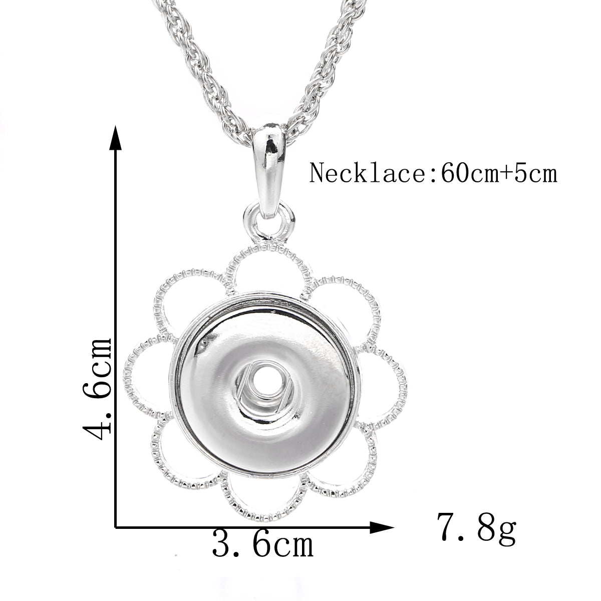 18mm Elegant Petal Snap Charm Necklace | Minimal Floral Inspired Pendant