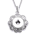 18mm Vintage Floral Snap Charm Necklace | Decorative Flower Pendant