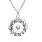18mm Vintage Floral Snap Charm Necklace | Decorative Flower Pendant