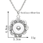 18mm Vintage Floral Snap Charm Necklace | Decorative Flower Pendant