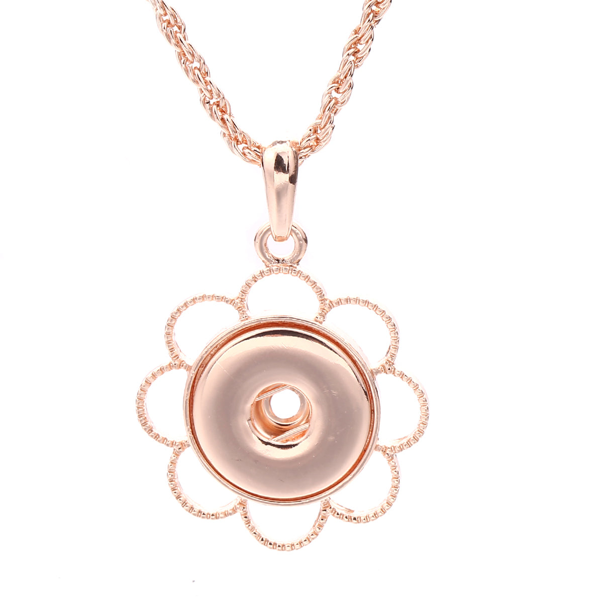 18mm Elegant Petal Snap Charm Necklace | Minimal Floral Inspired Pendant