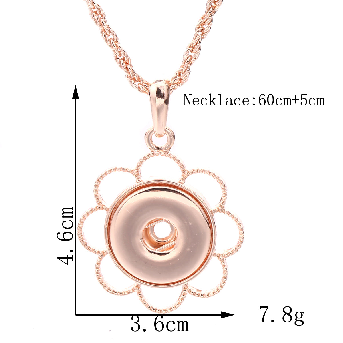 18mm Elegant Petal Snap Charm Necklace | Minimal Floral Inspired Pendant