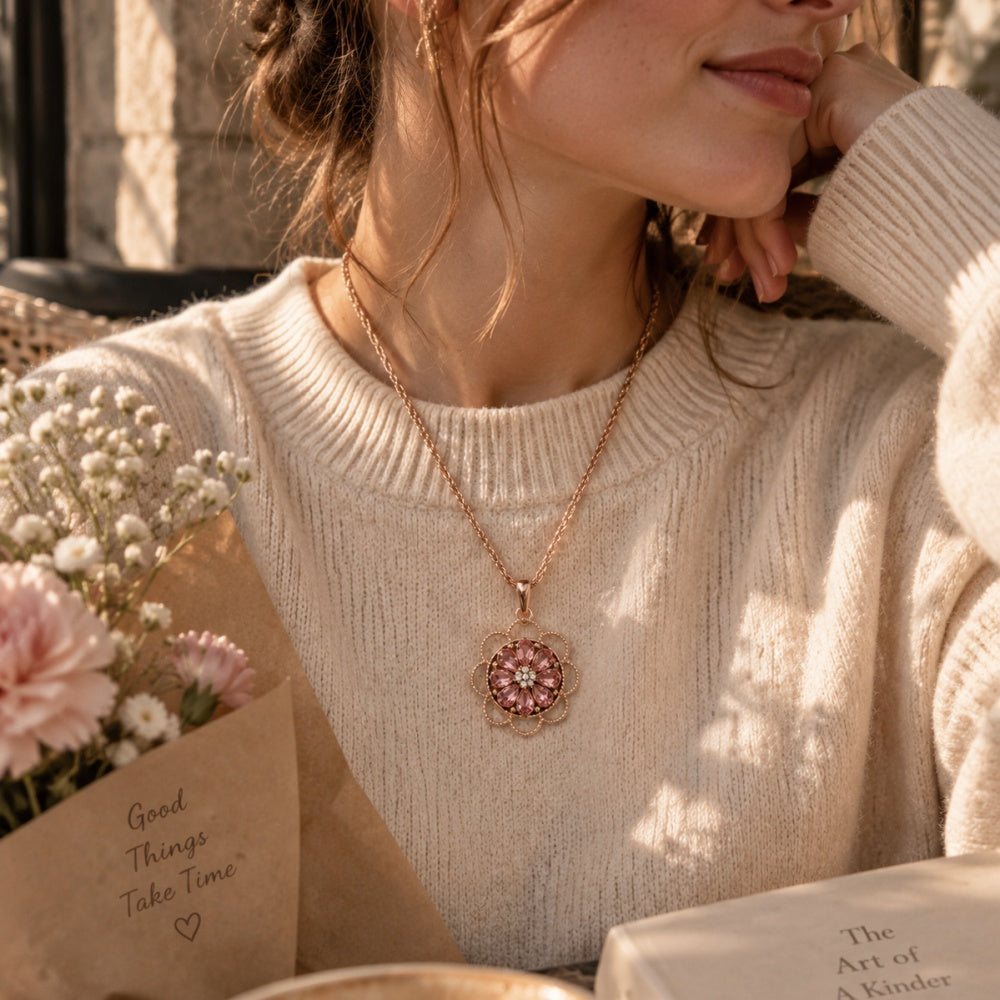 18mm Elegant Petal Snap Charm Necklace | Minimal Floral Inspired Pendant