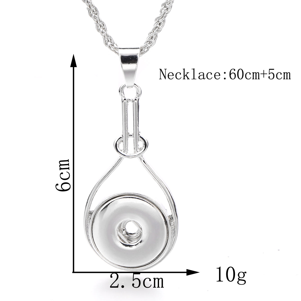 18mm Teardrop Snap Charm Necklace | Minimalist Pendant