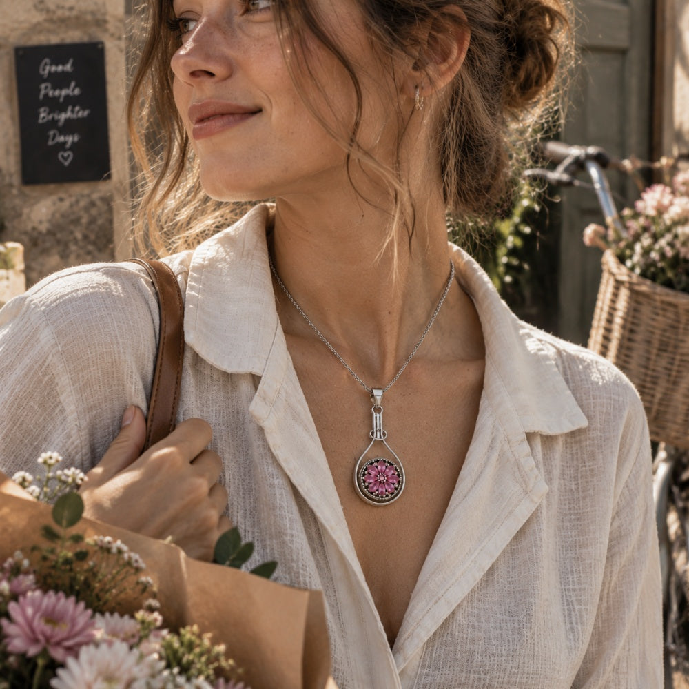 18mm Teardrop Snap Charm Necklace | Minimalist Pendant