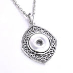 18mm Vintage Diamond Snap Charm Necklace | Ornate Frame Pendant