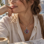 18mm Vintage Diamond Snap Charm Necklace | Ornate Frame Pendant