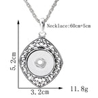 18mm Vintage Diamond Snap Charm Necklace | Ornate Frame Pendant