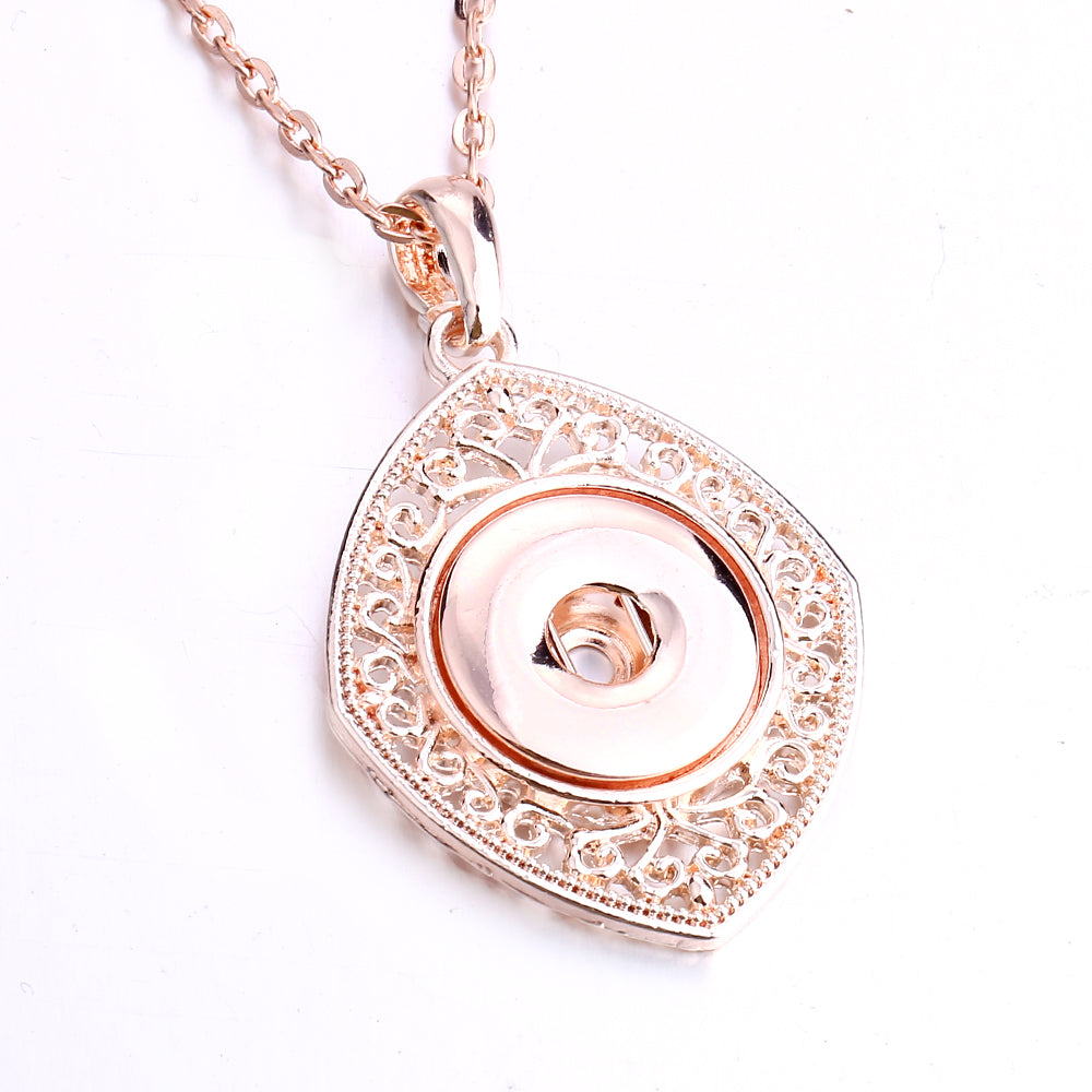 18mm Vintage Diamond Snap Charm Necklace | Ornate Frame Pendant
