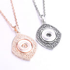 18mm Vintage Diamond Snap Charm Necklace | Ornate Frame Pendant